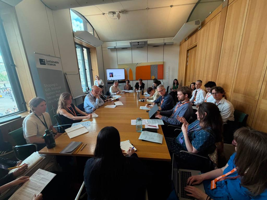 Alex Reid from Global Witness speaking to politicians and investors
